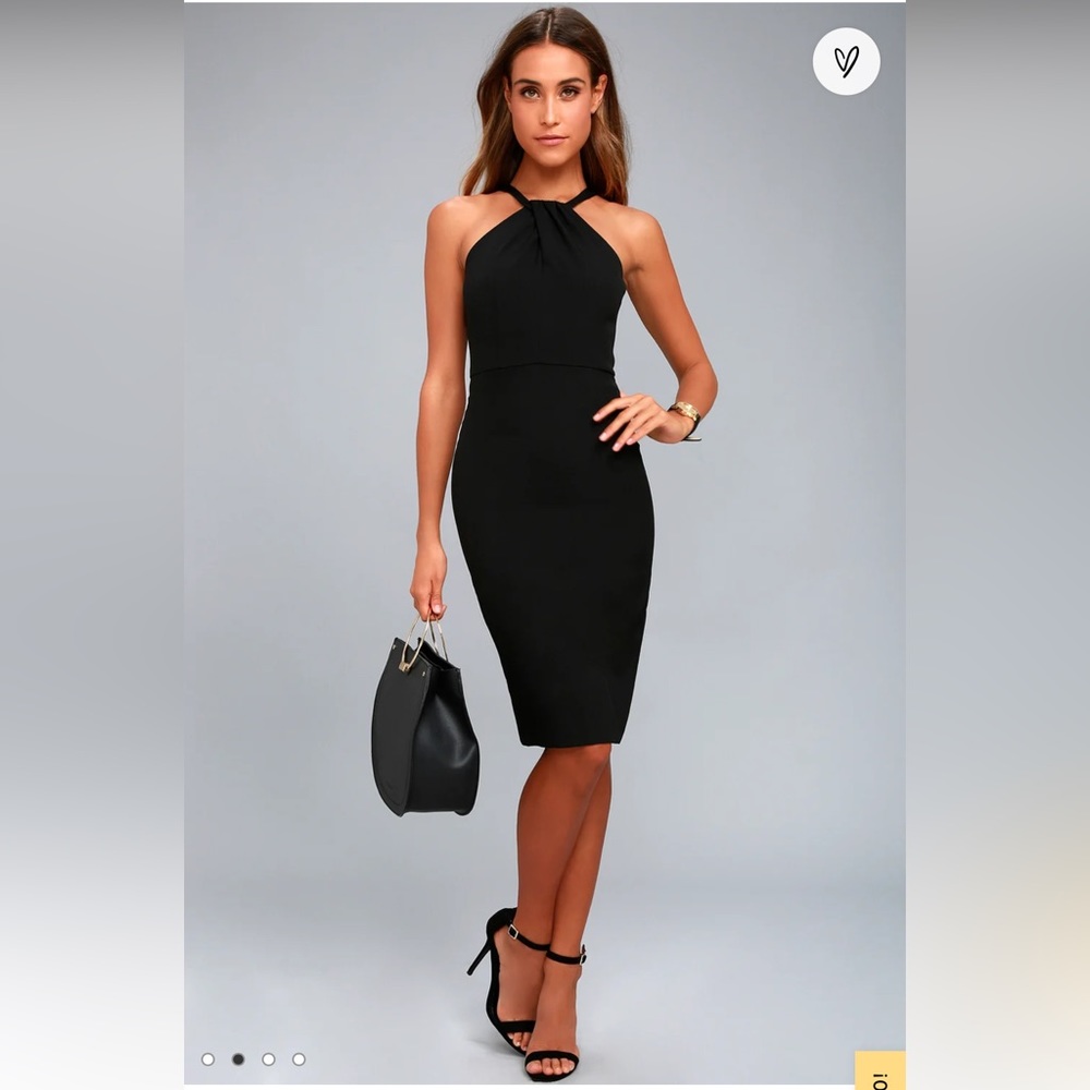 NWT LULUS Be My Baby Black Bodycon Midi Dress